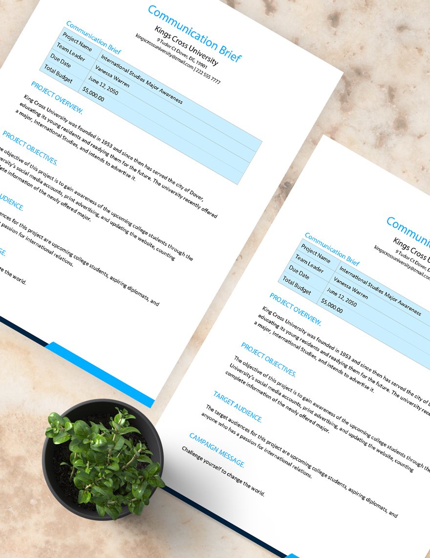 Communication Brief Template