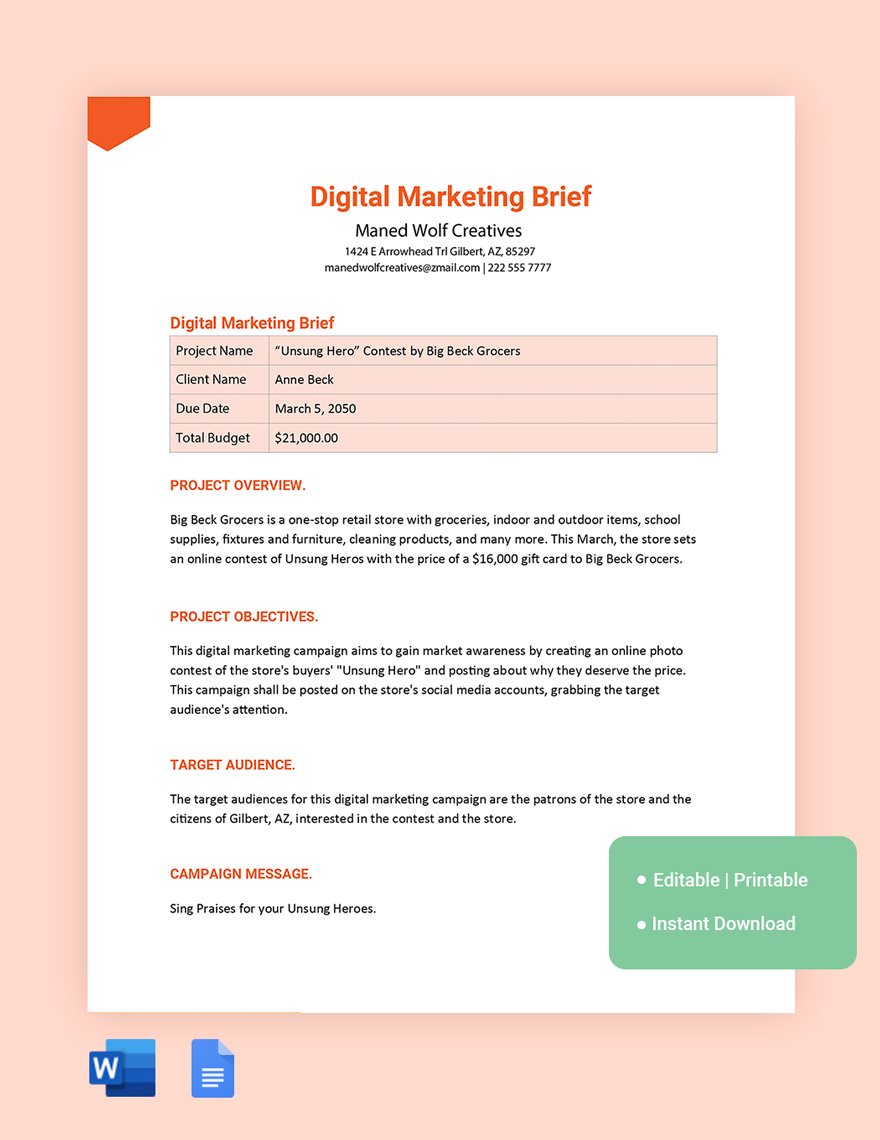 Digital Marketing Brief Template