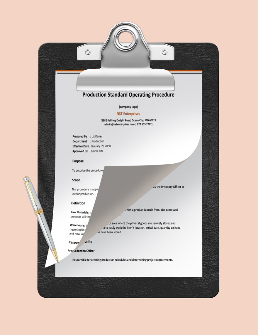 Production Standard Operating Procedure Template