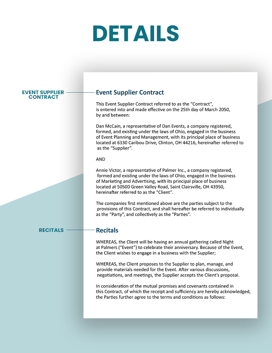 Event Supplier Contract Template