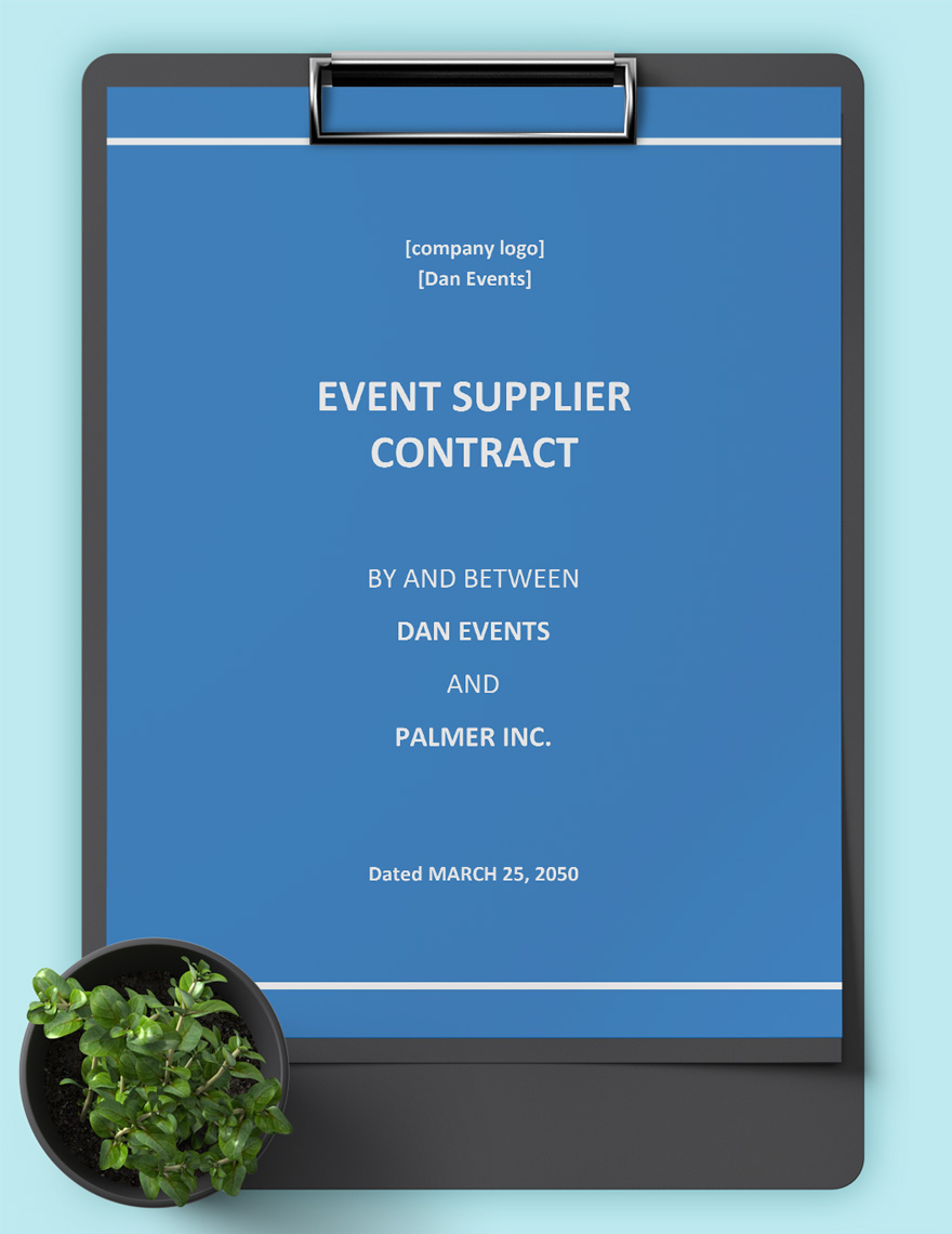 Event Supplier Contract Template Event Supplier Contract Template