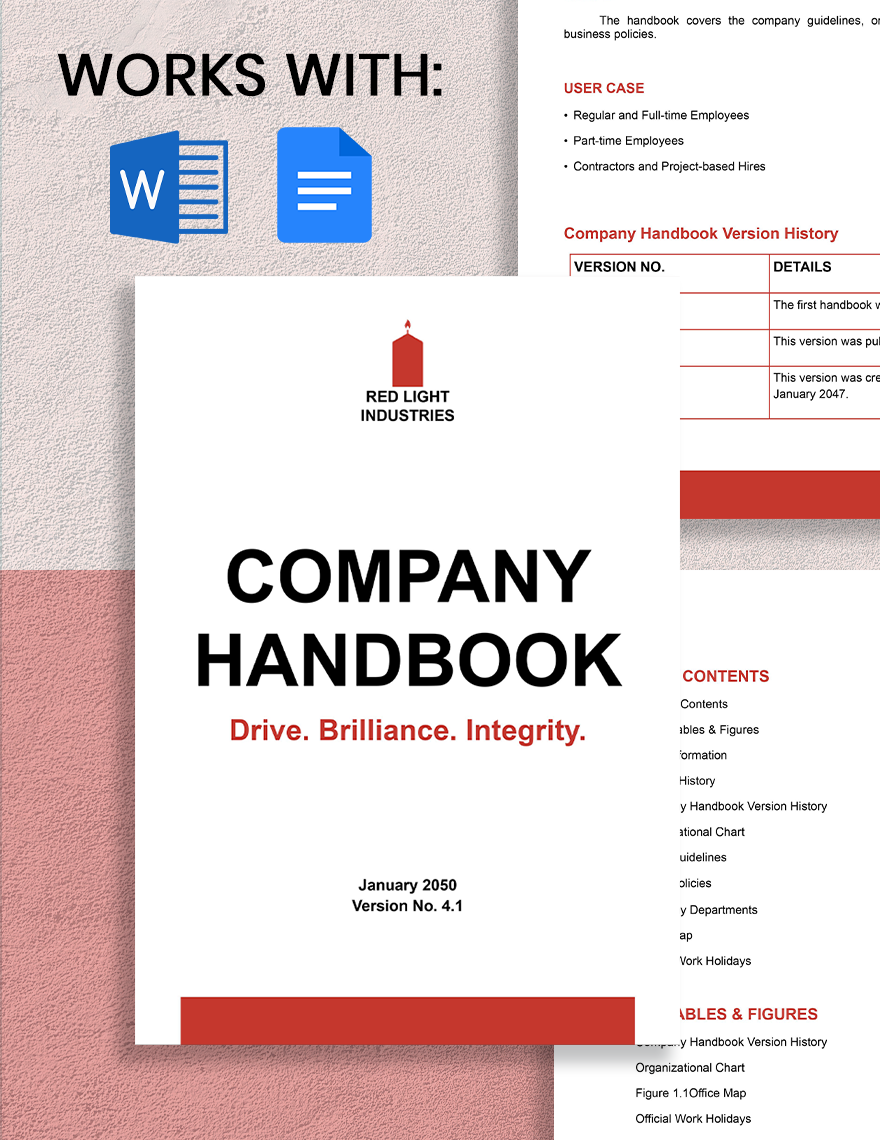 Company Handbook Template Word, Google Docs