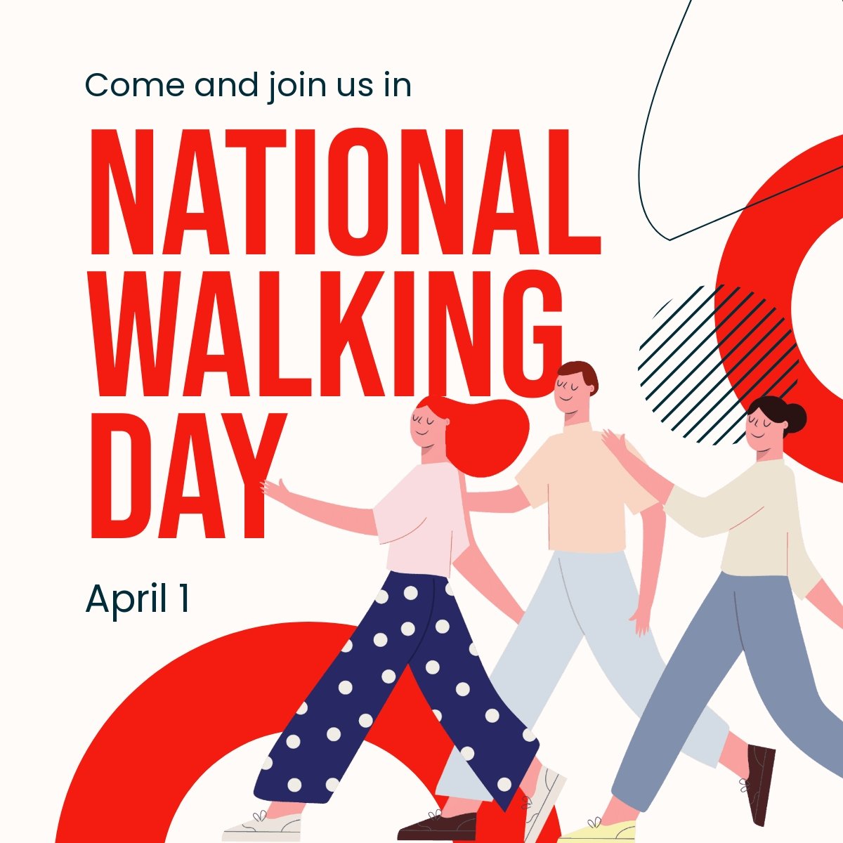 Free National Walking Day Campaign Linkedin Post Template