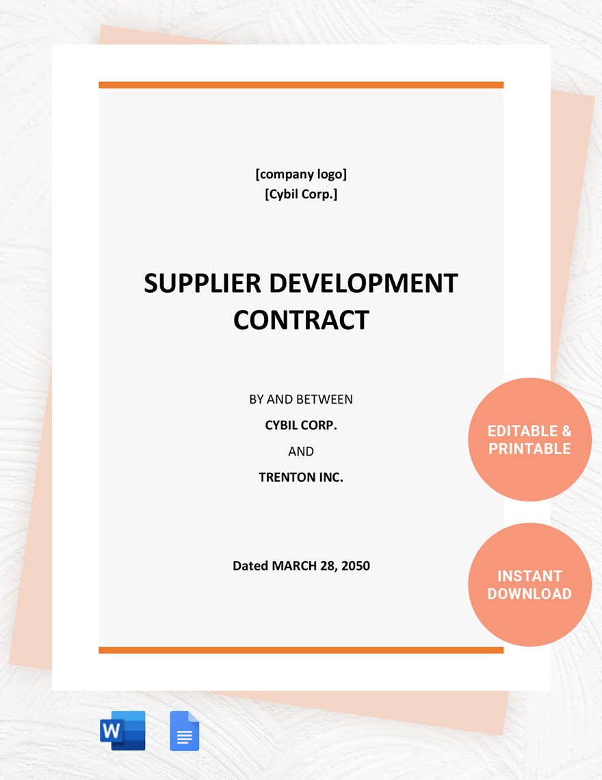 Supplier Development Contract Template