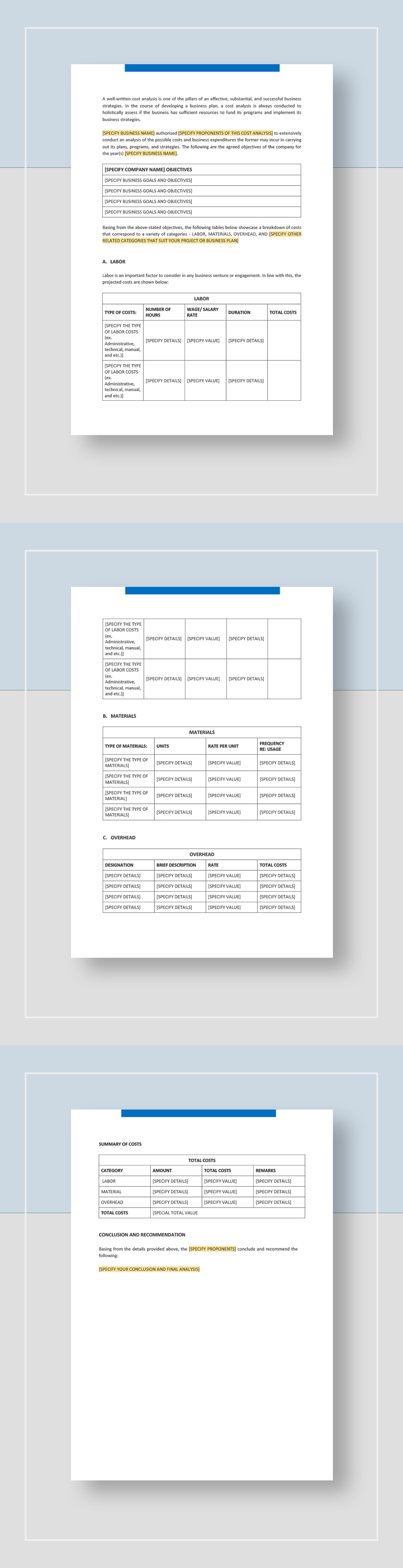 Free Simple Cost Analysis Template - Google Docs, Word | Template.net