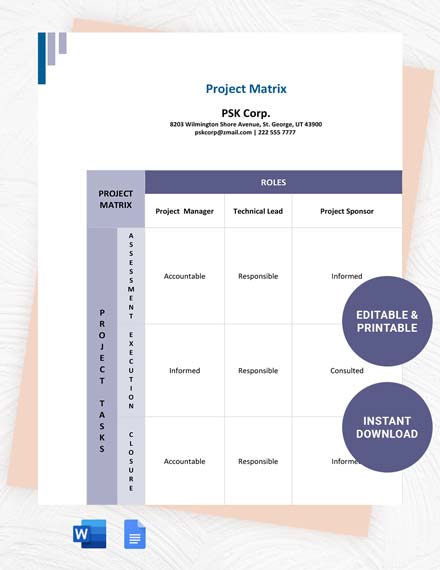 Raci Matrix Template - Google Docs, Word | Template.net