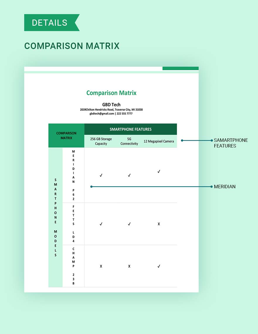 Comparison Matrix Template