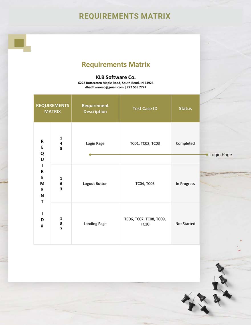Requirements Matrix Template