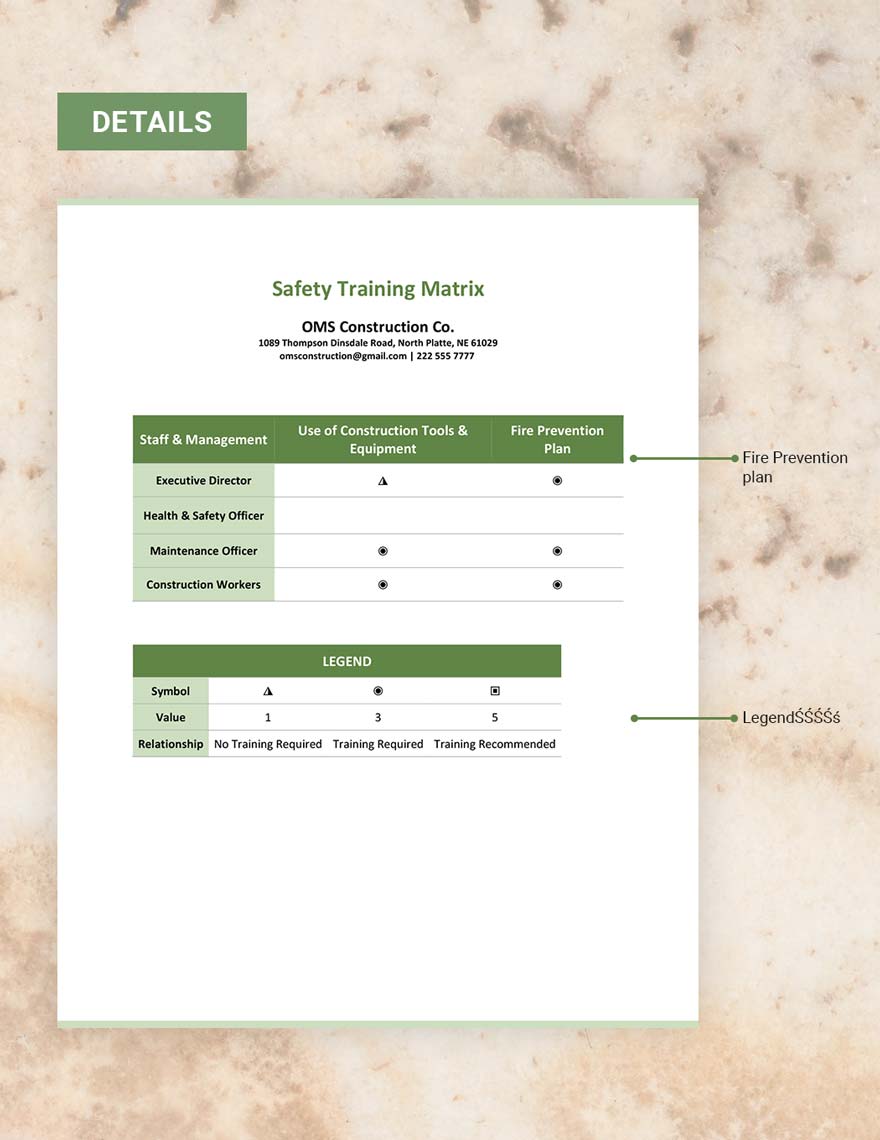 Safety Training Matrix Template