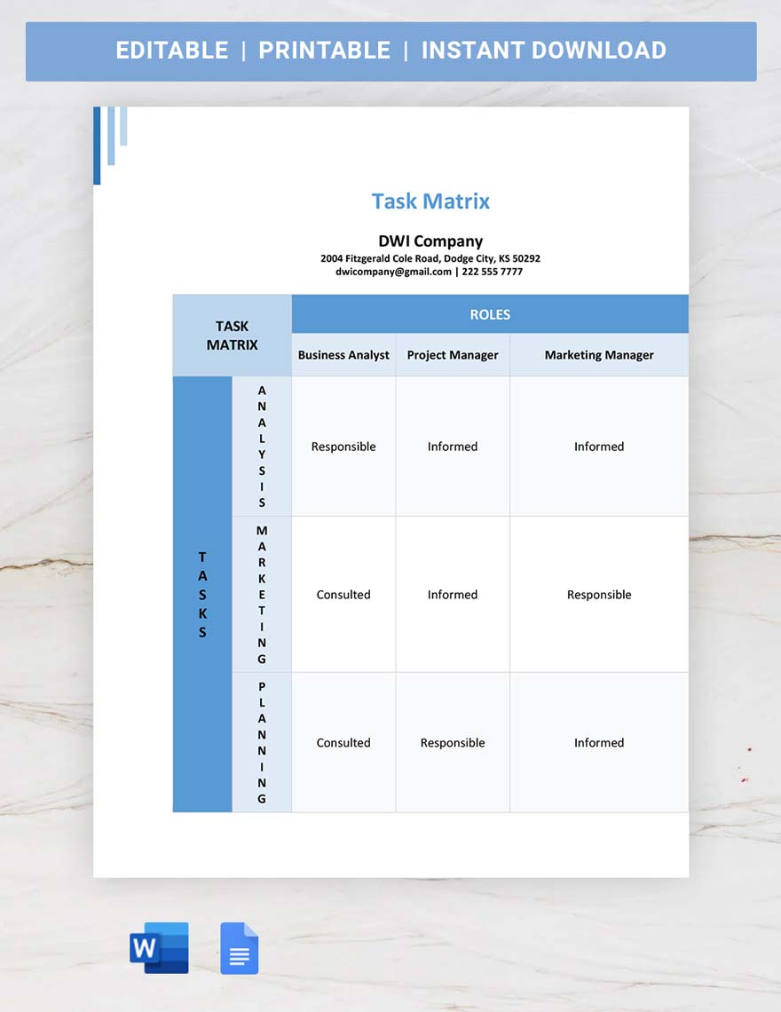 Task Matrix Template