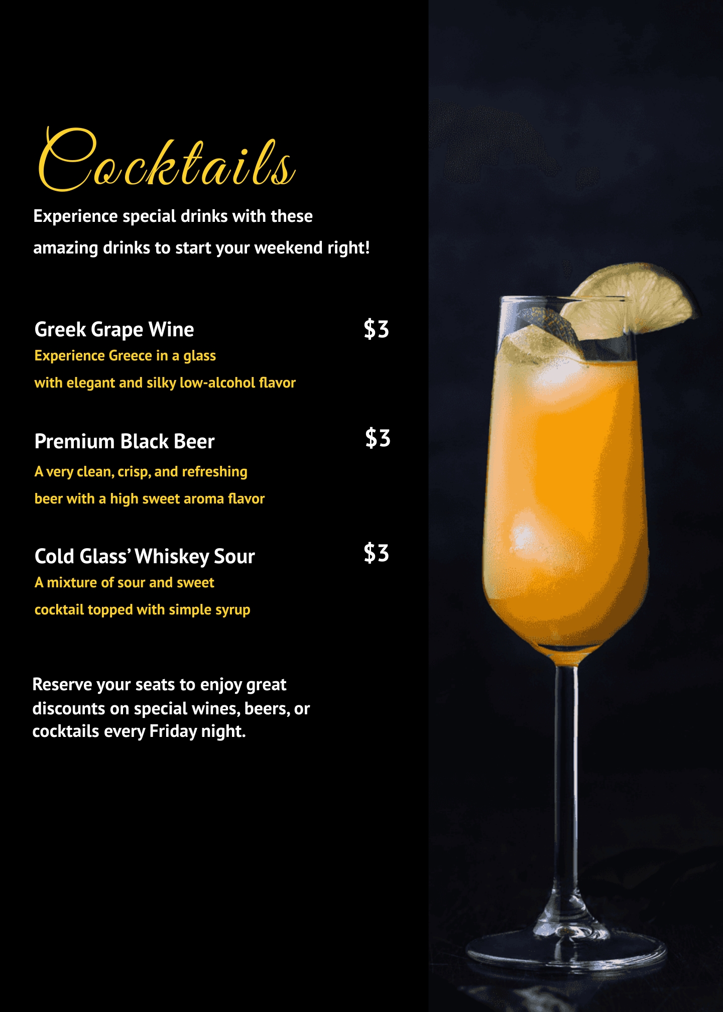 Free Colorful Drinks List Table Tent Template to Edit Online