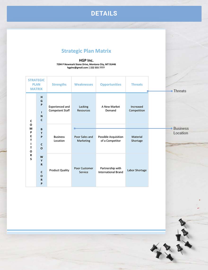 Strategic Plan Matrix Template
