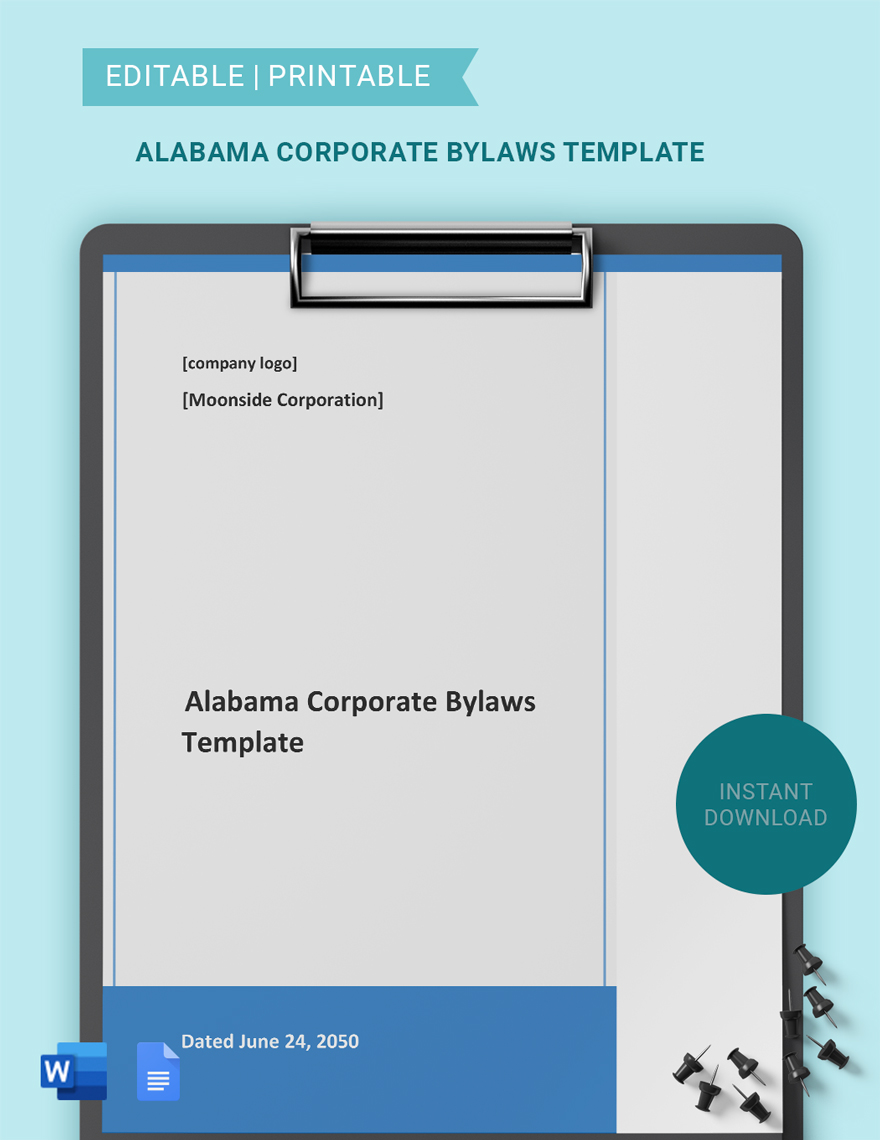 Alabama Corporate Bylaws Template  in Word, Google Docs