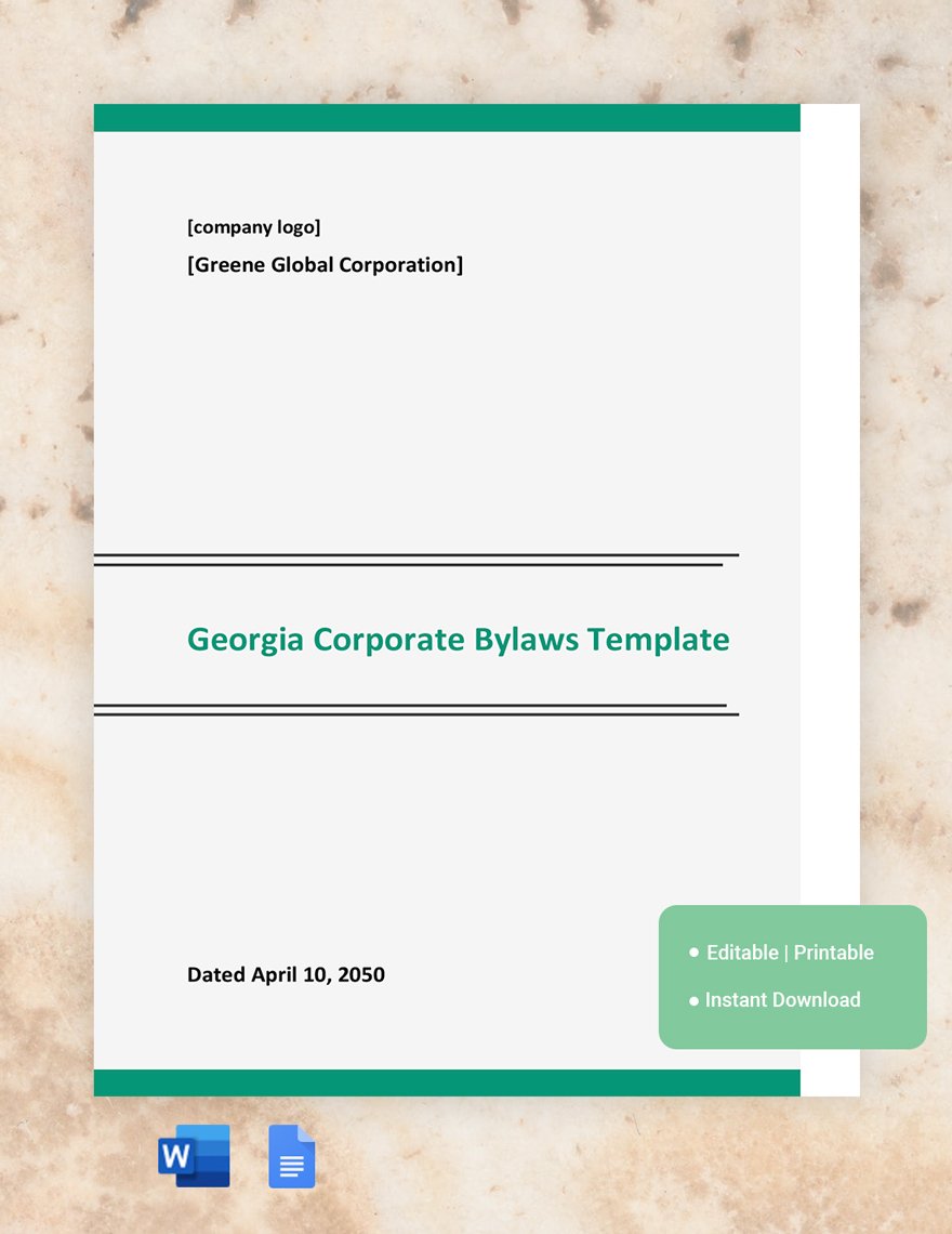 Georgia Corporate Bylaws Template in Word, Google Docs