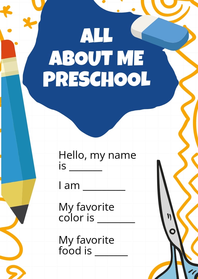 All About Me Preschool Template