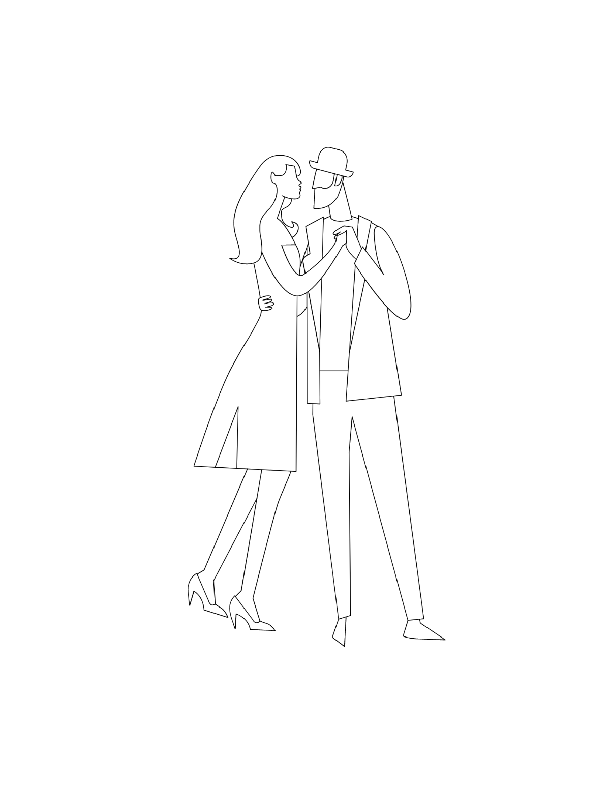 Wedding Couple Coloring Page Template