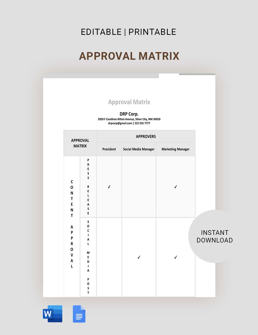 Approval Matrix Template