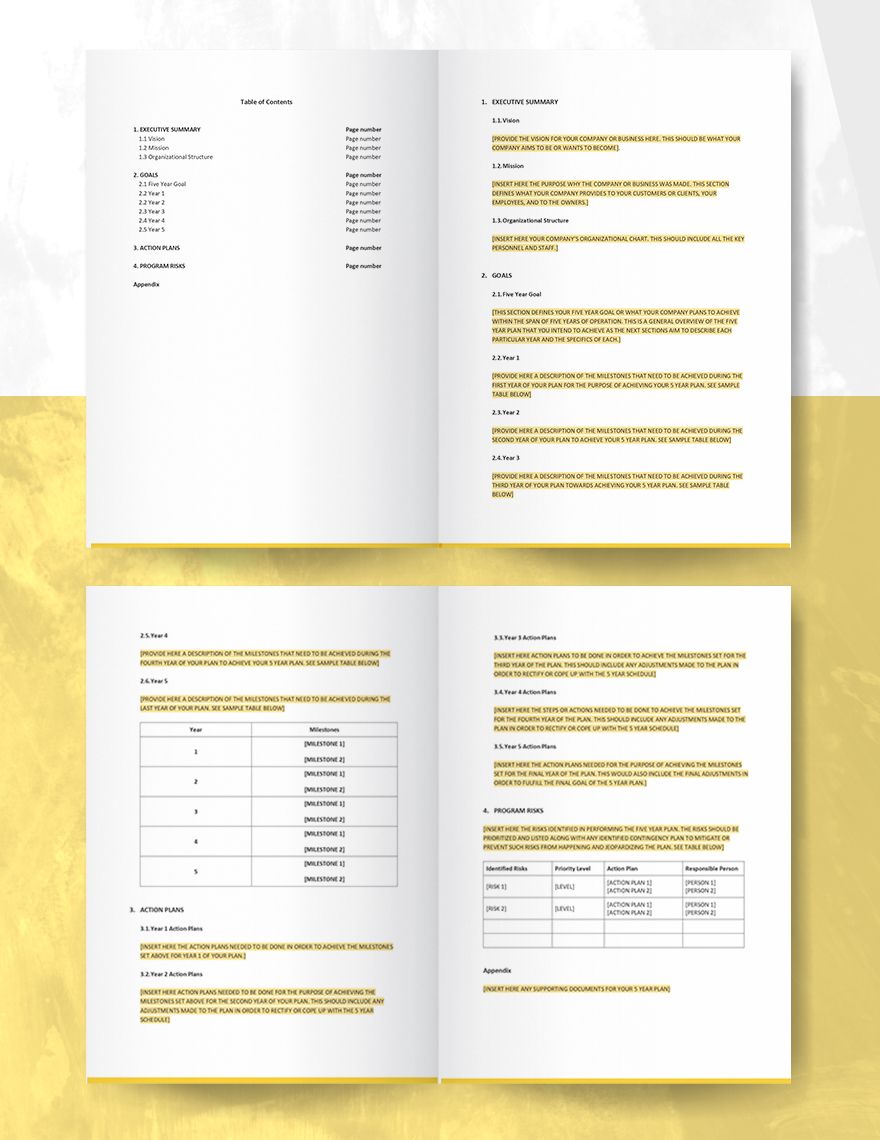 5 Year Plan Template - Google Docs, Word, Apple Pages | Template.net