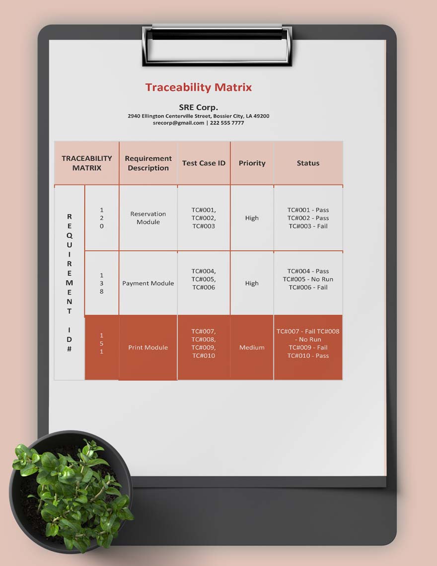 Traceability Matrix Template