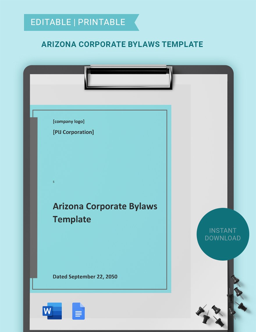Arizona Corporate Bylaws Template in Word, Google Docs