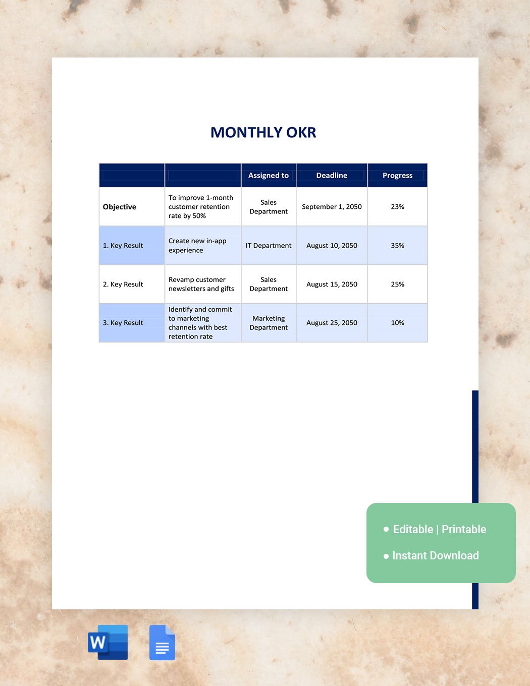 Monthly OKR Template