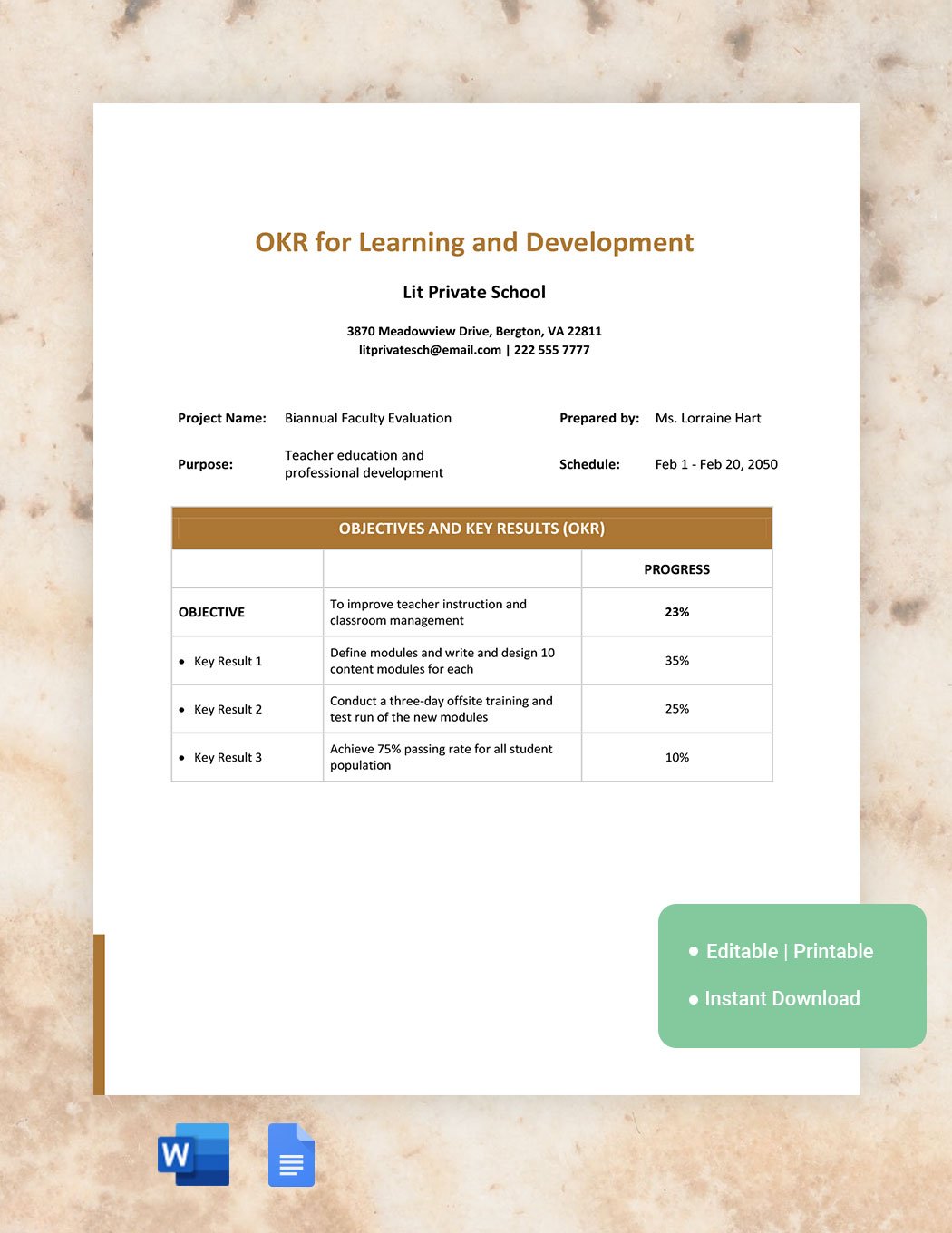 Sample OKR For Learning And Development