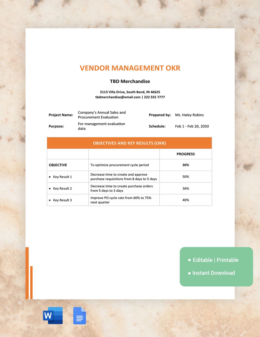 Vendor Management OKR Template