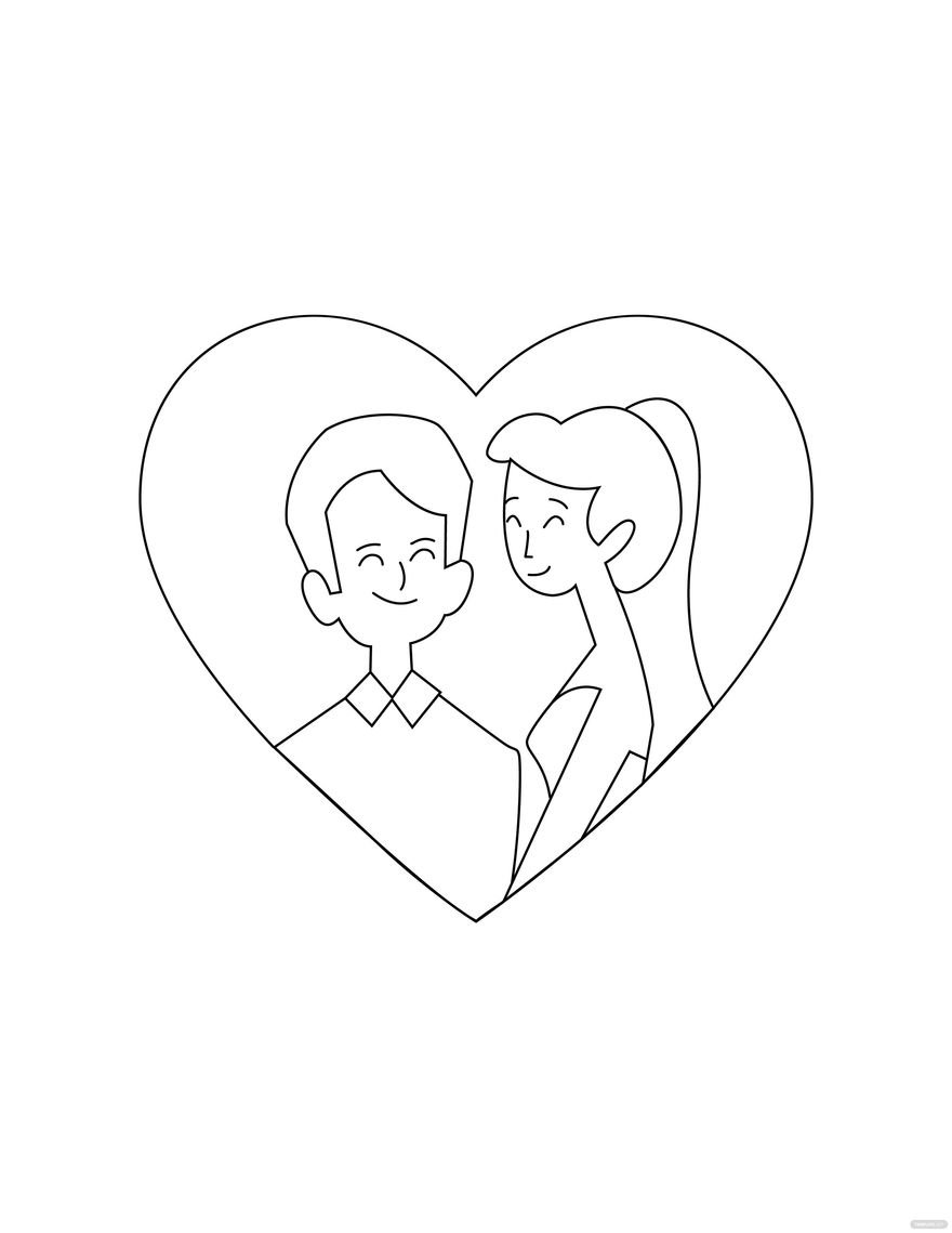 Free Wedding Heart Coloring Page