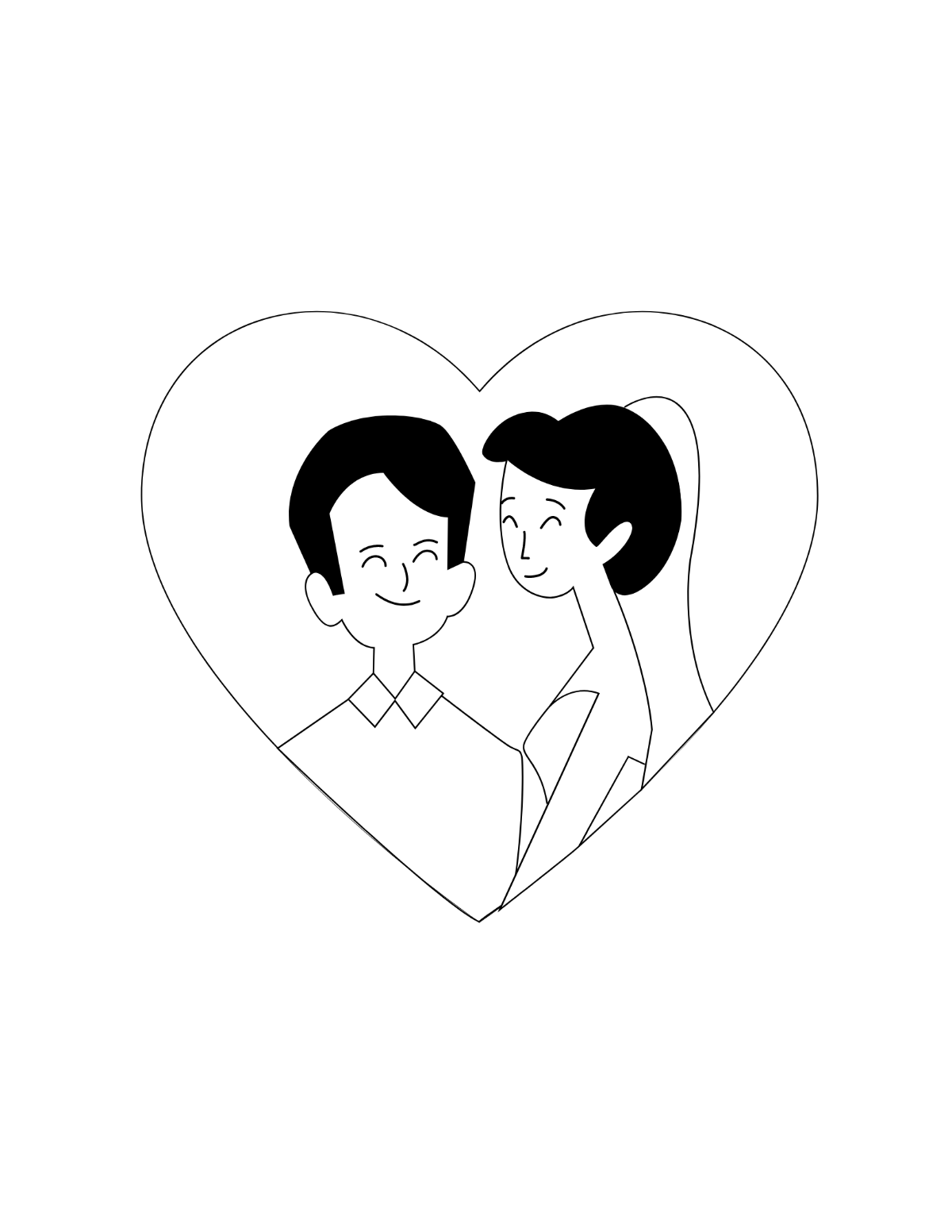 Wedding Heart Coloring Page Template