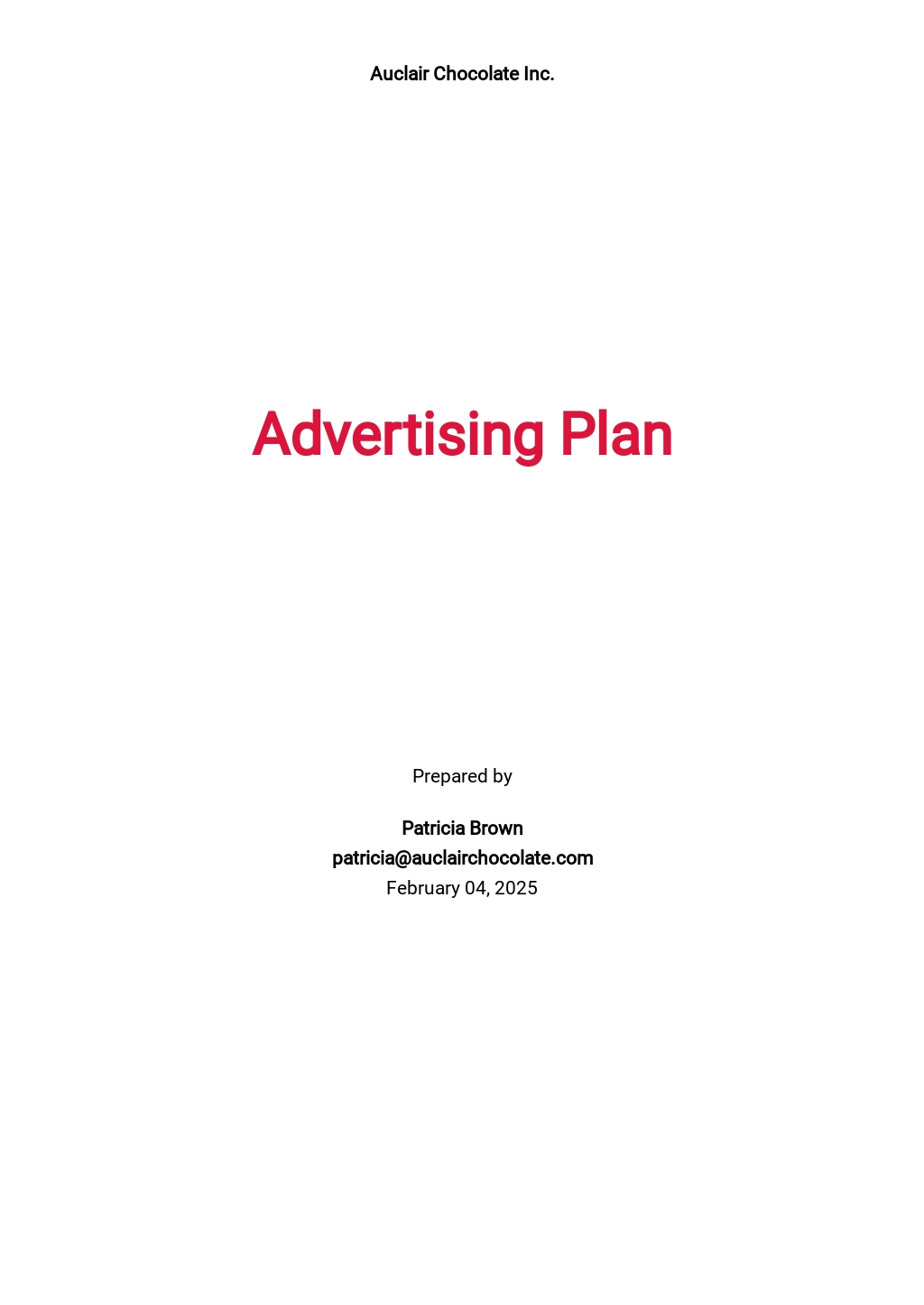 Advertising Plan Template - Google Docs, Word, Apple Pages, PDF