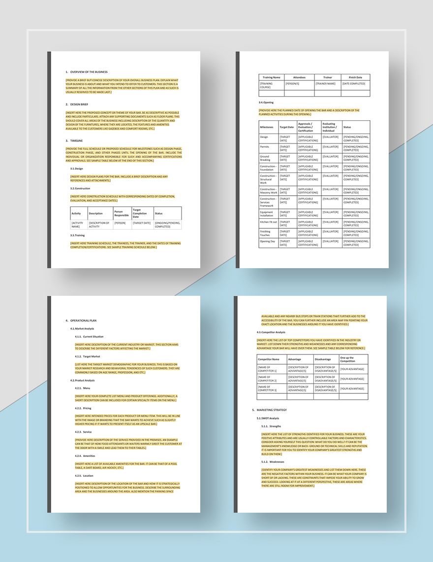 business plan d'un bar pdf