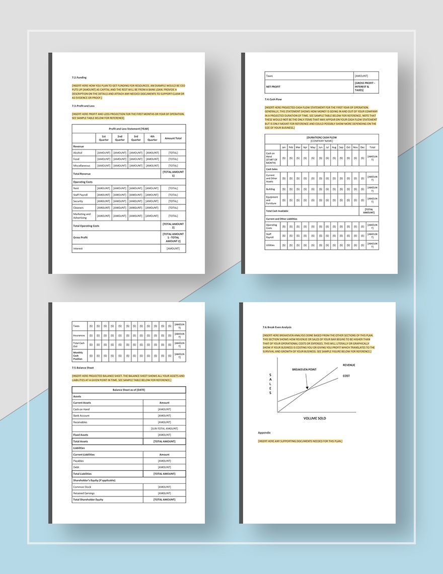 bar business plan template word