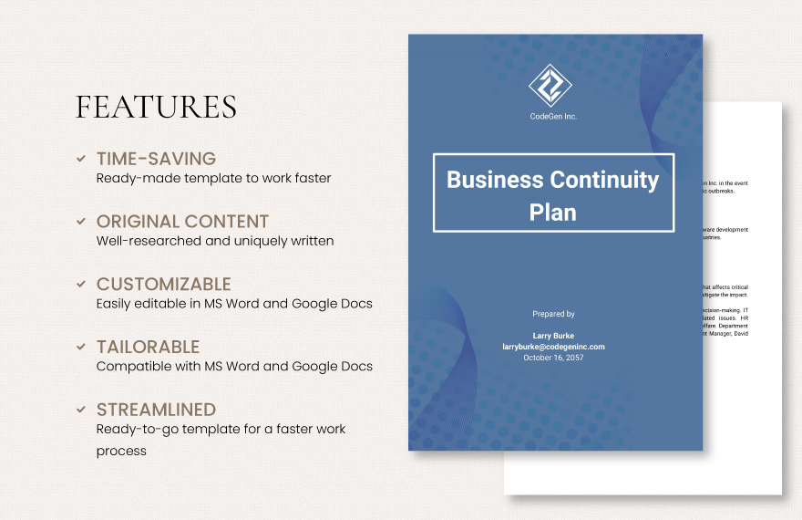 Business Continuity Plan Template