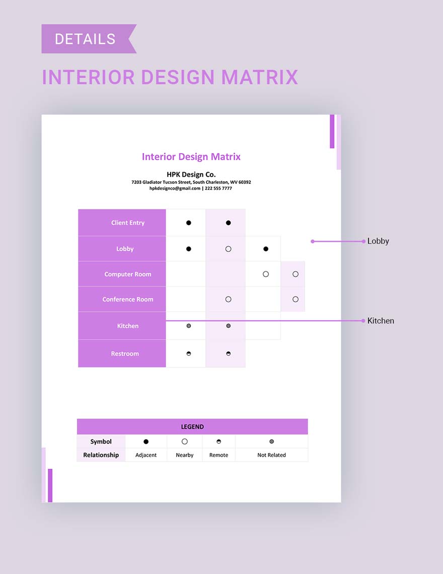 Interior Design Matrix Template