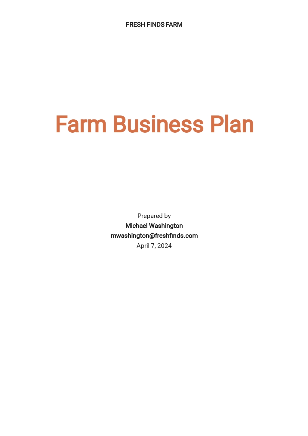 farm business plan sample doc