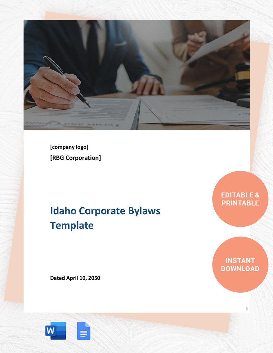 Idaho Corporate Bylaws Template in Word, Google Docs