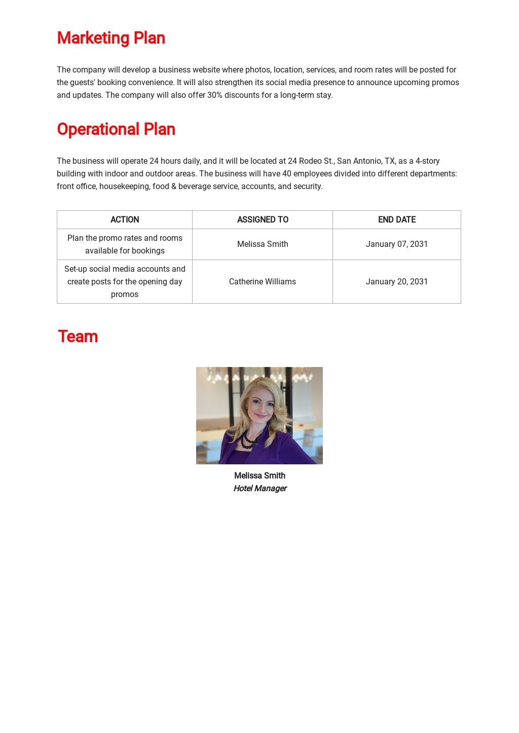 Hotel Business Plan Template Free PDF Word Apple Pages Google Docs