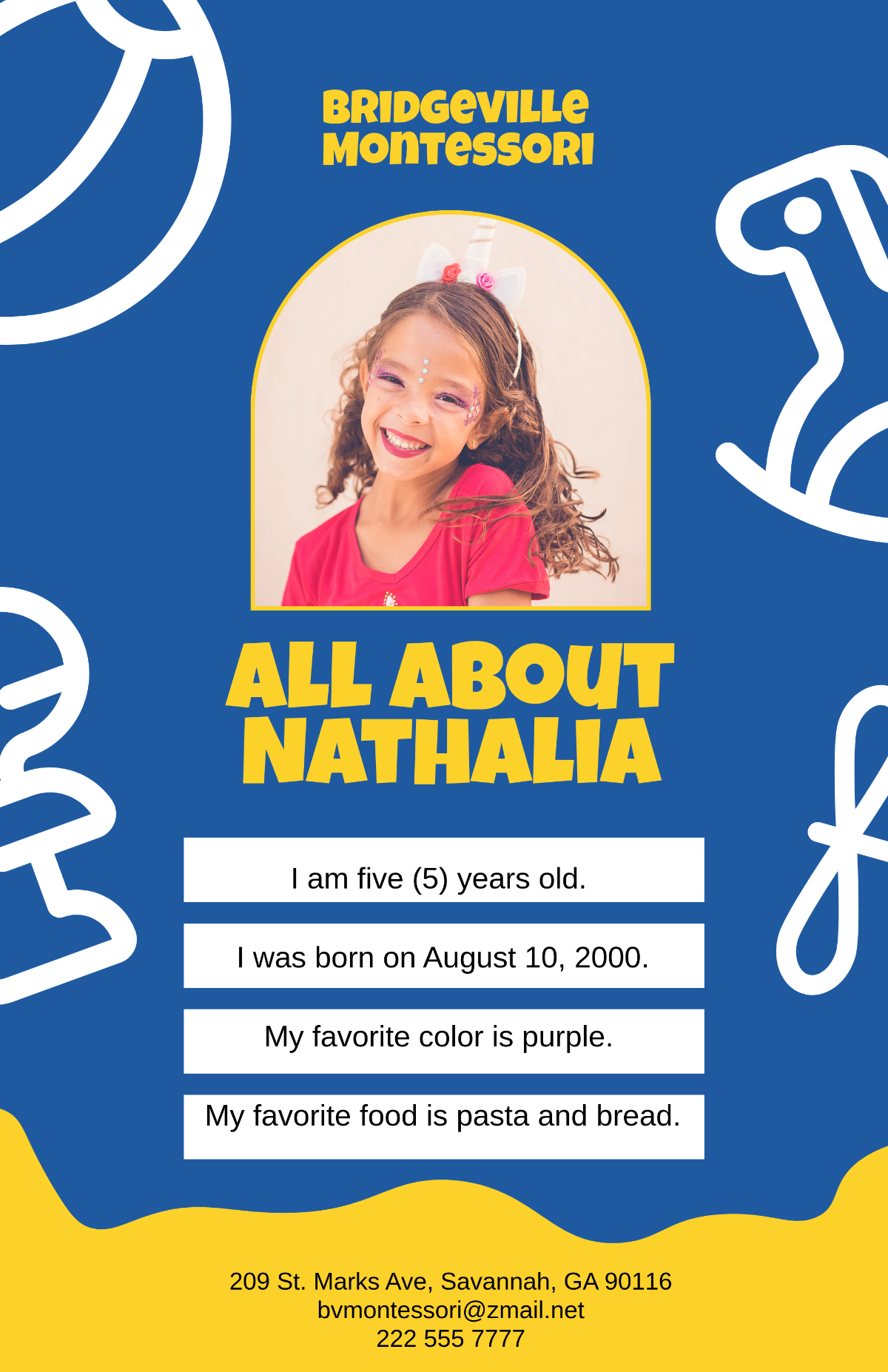 Free Aesthetic Kindergarten All About Me Poster Template
