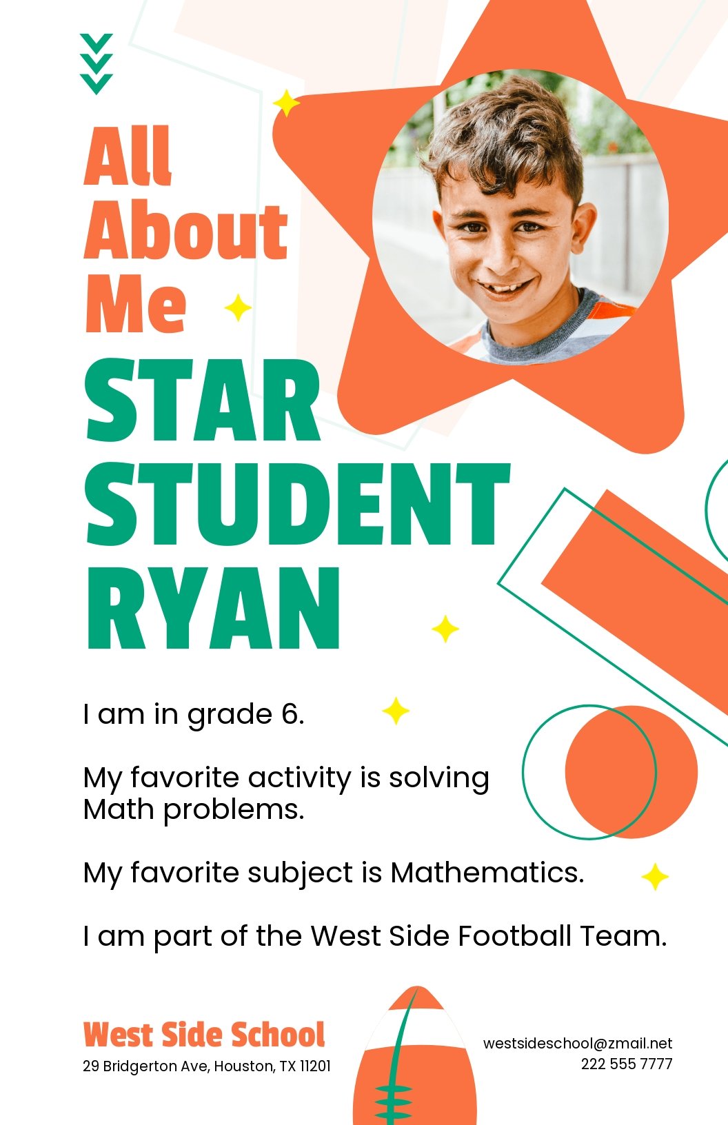 All About Me Student Poster Template