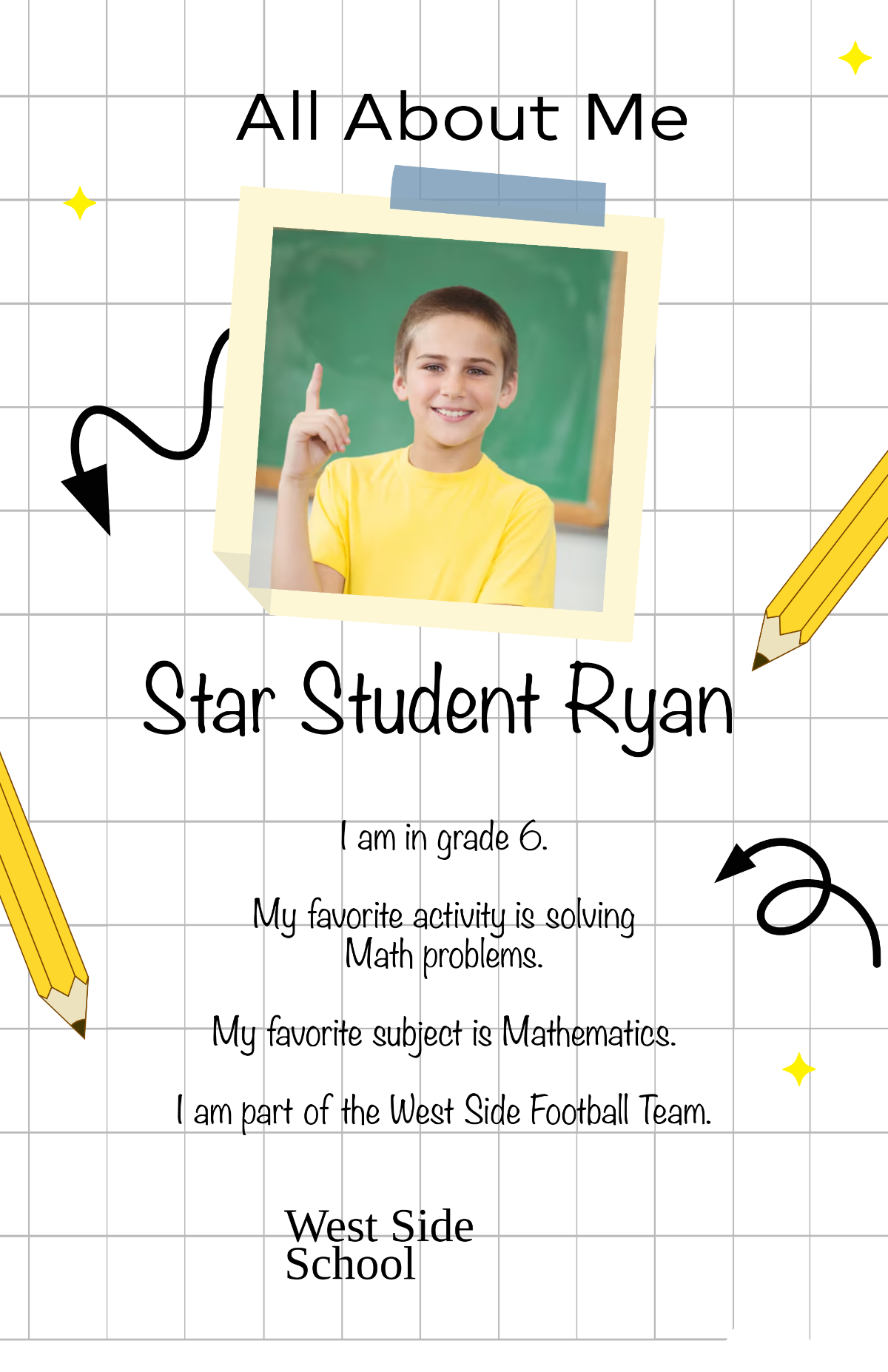 Free Simple All About Me Student Poster Template