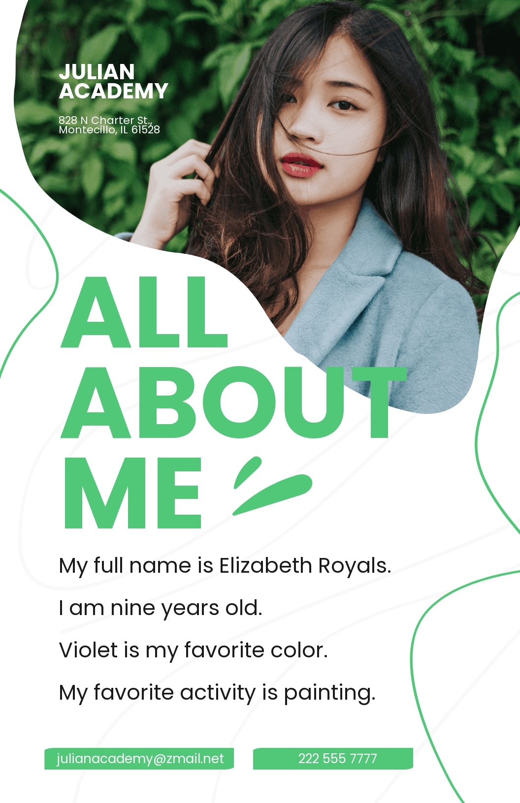 Simple All About Me Poster Template