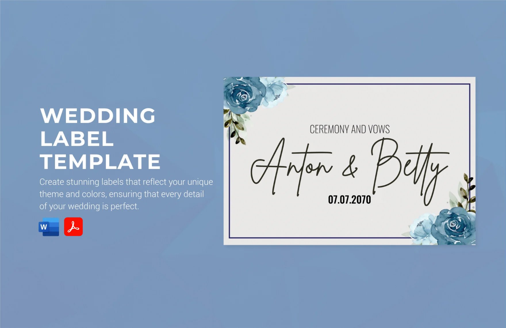 Wedding Label Template in Word, PDF