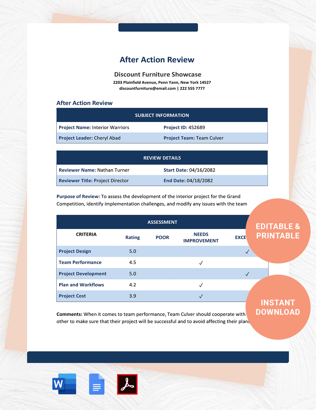 90 Day Review Template Google Docs Word Template