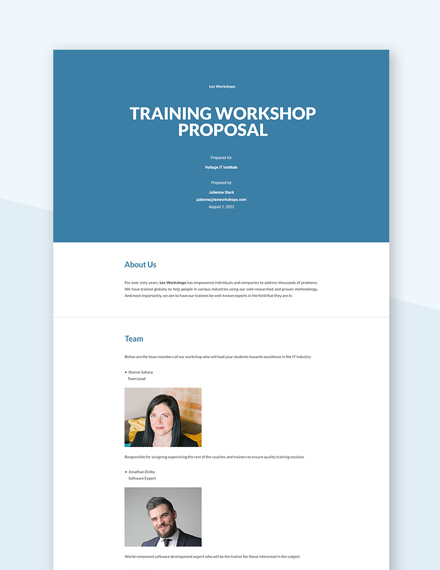 Training Proposal Template Google Docs Word Apple Pages PDF