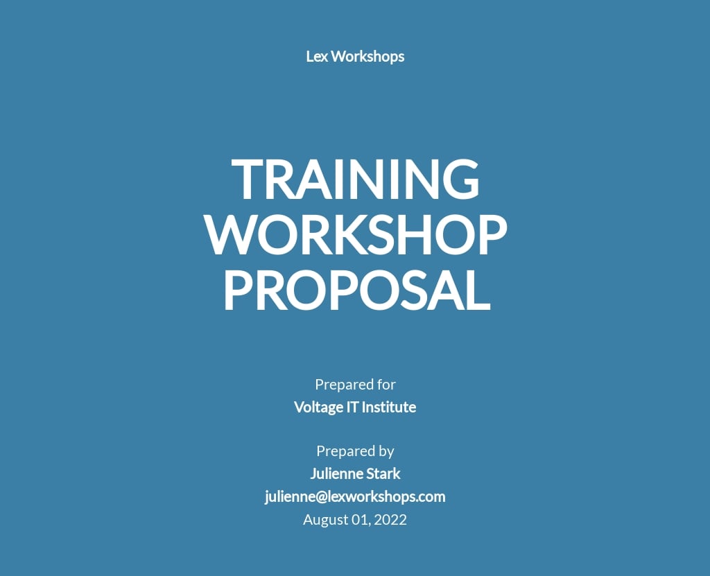 Training Workshop Proposal Template - Google Docs, Word, Apple In Workshop Proposal Template