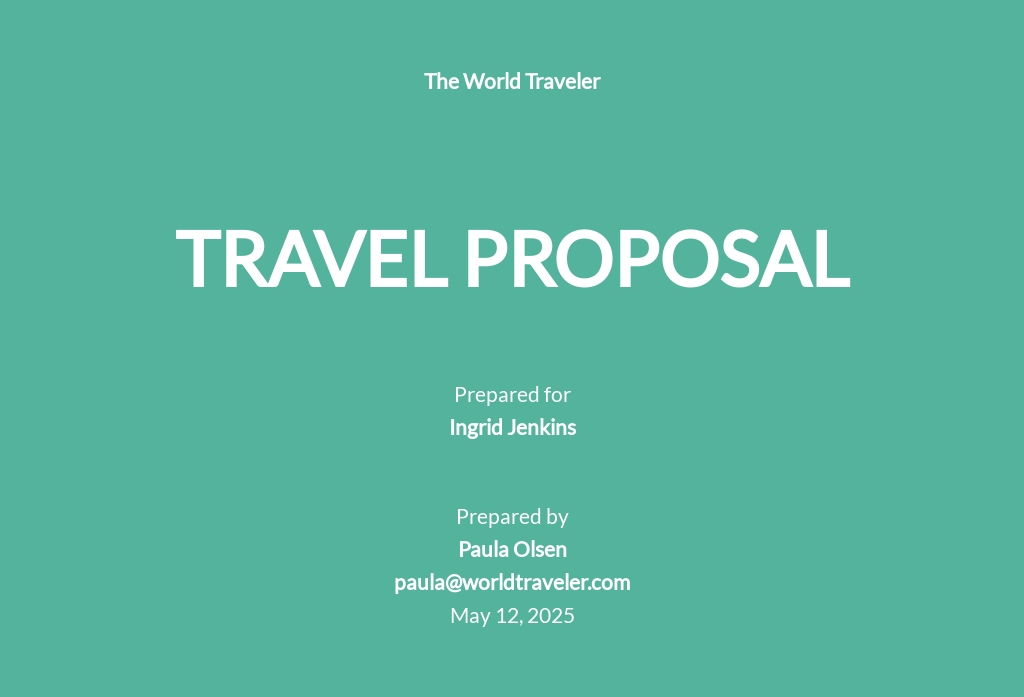 Travel Proposal Template [Free PDF]  Google Docs, Word, Apple Pages