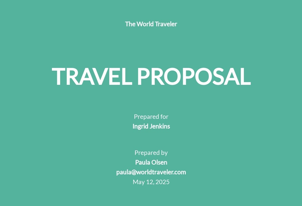 Travel Proposal Template - Google Docs, Word, Apple Pages, PDF