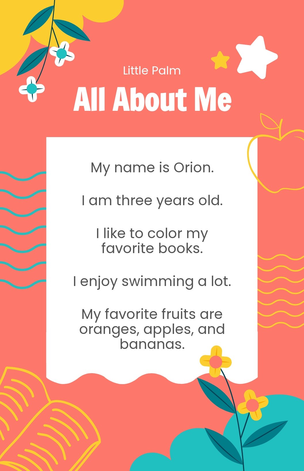Daycare All About Me Poster Template