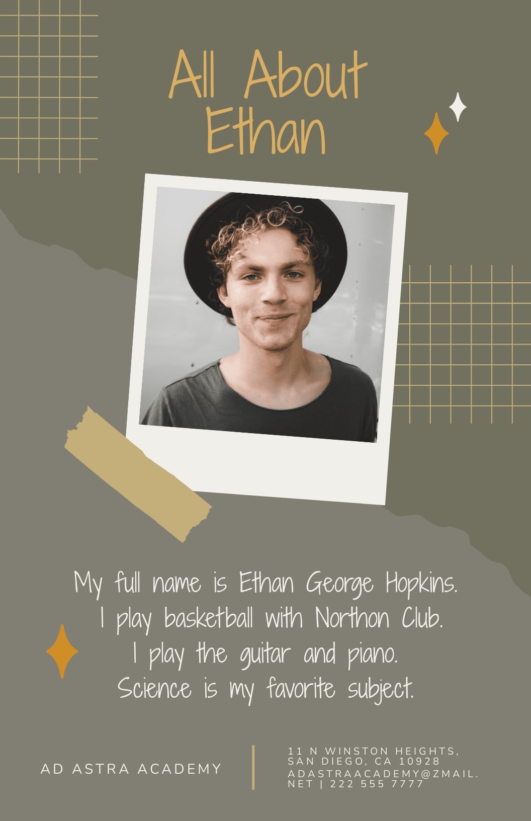 Free High School All About Me Poster Template