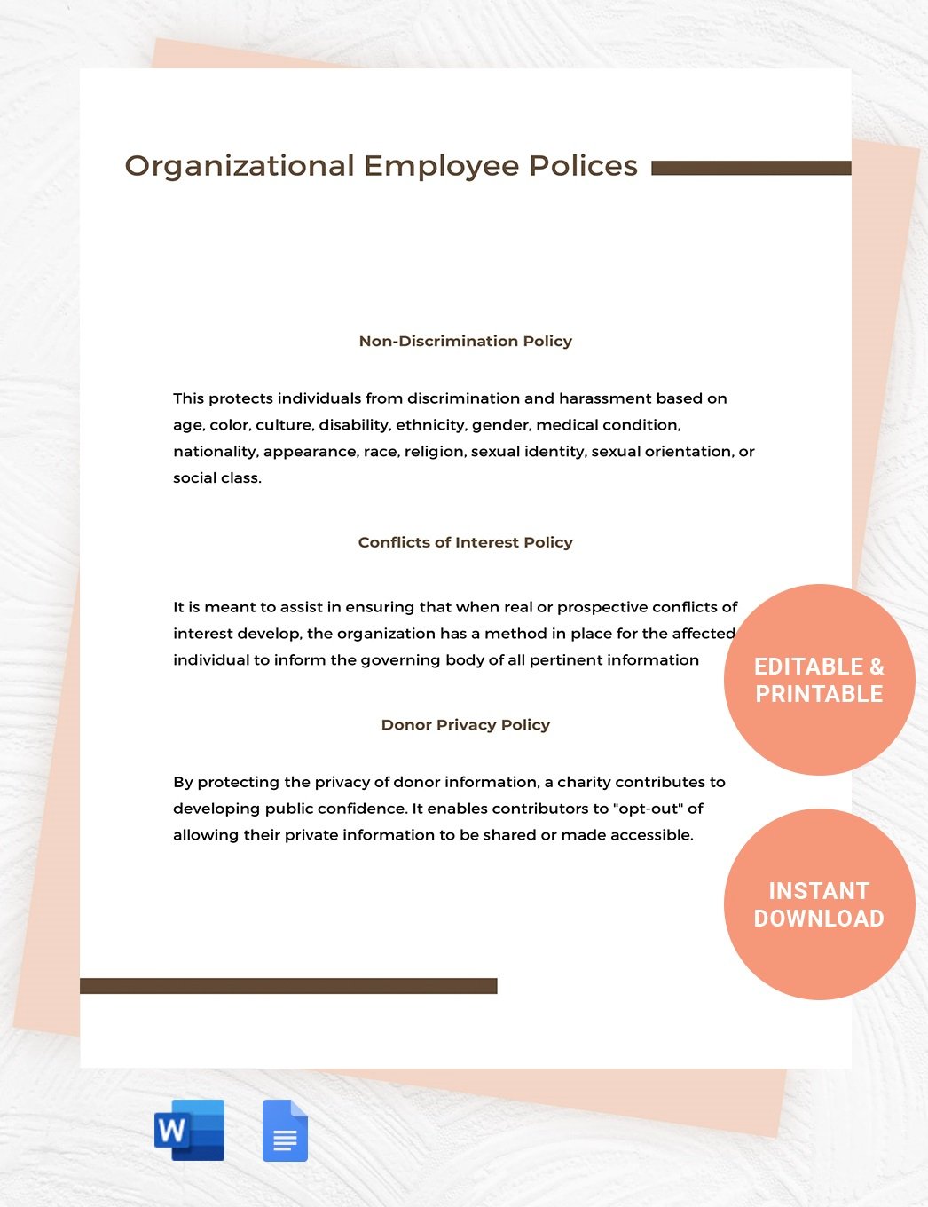 Non Profit Employee Handbook Template in Word Google Docs Download